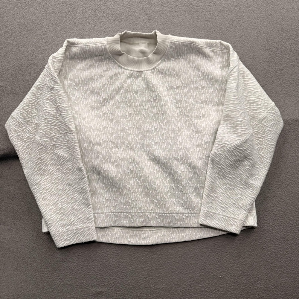 Lululemon Sweatshirt Womens Medium White Crewneck Pullover Geometric Knit Top